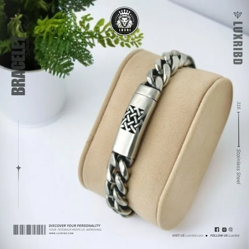 12mm Men’s Silver Cuban Chain Bracelet – 316L Stainless Steel Aromatherapy Diffuser Bracelet