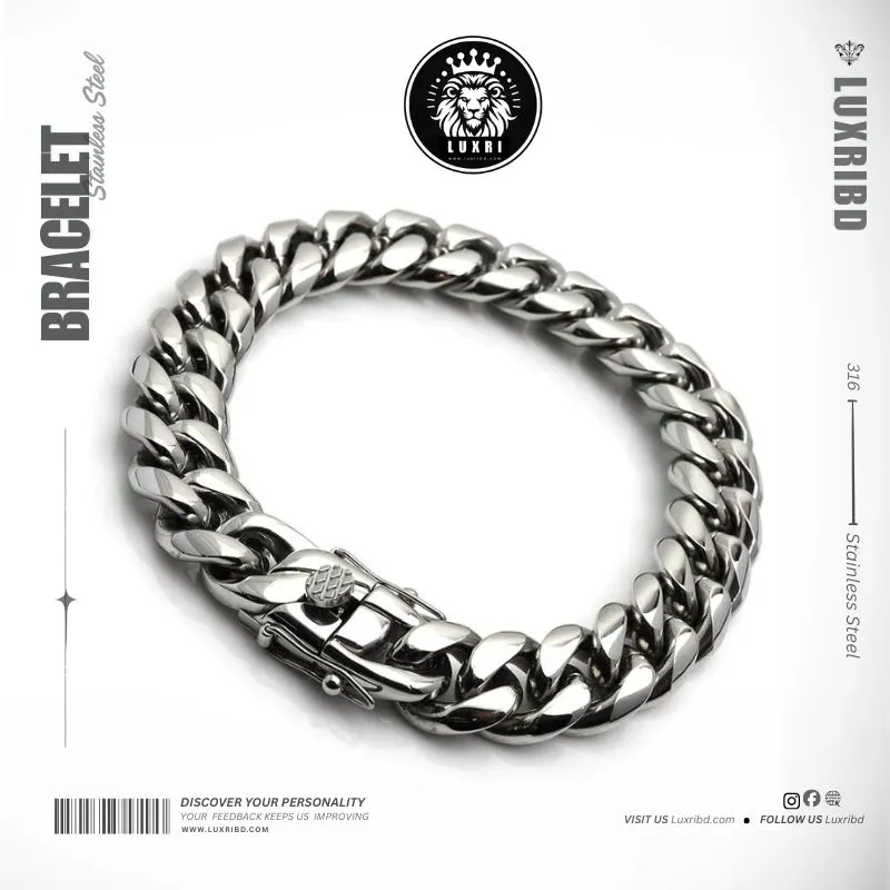 Bling Cartel Men’s 10MM Silver Cuban Link Stainless Steel Hip Hop Chain Necklace