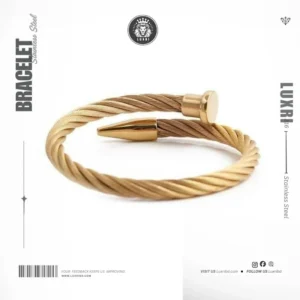 Luxury Braided Open Cuff Gold Plated High Quality Bracelet for Men