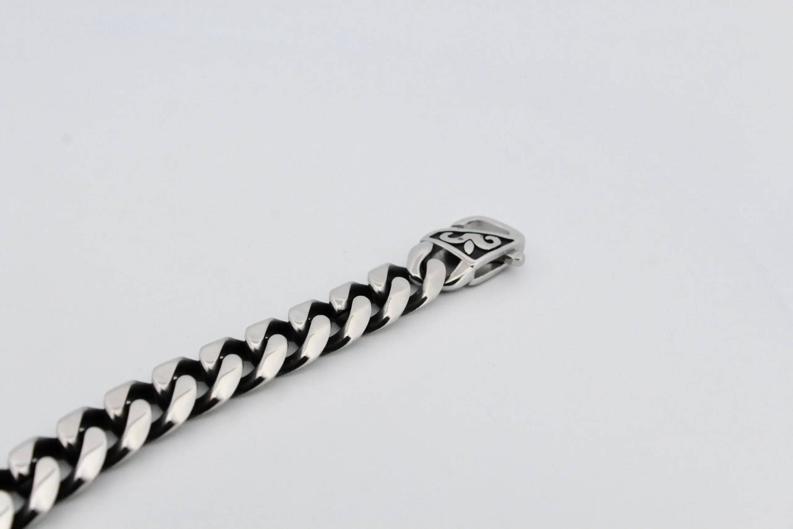 Matte Hexagonal 14mm Men’s Bracelet – 316L Surgical Steel Flat Curb Chain (8.25”)