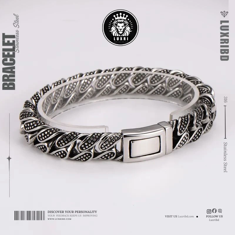 Mens 10mm Stainless Steel Punk Retro Boxing Glove Bracelet