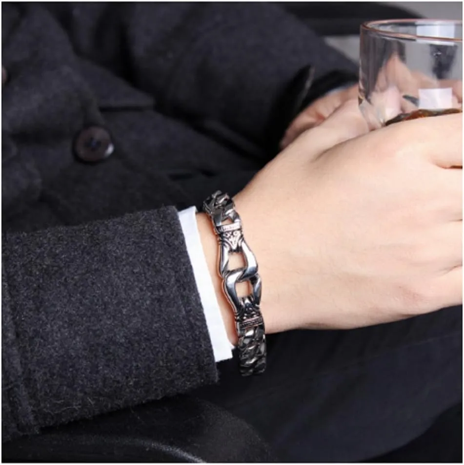 Silver Tone Men’s 316L Stainless Steel Vintage Bracelet Classic Premium Men’s Jewelry