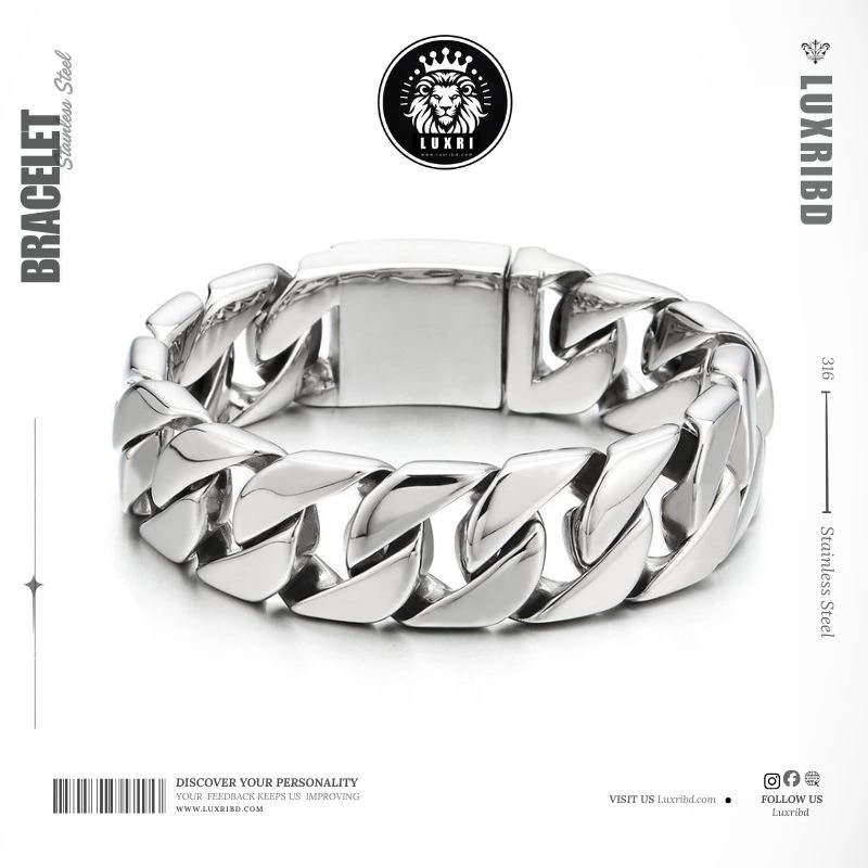20MM Wide Thick Curb Chain Bracelet for Men